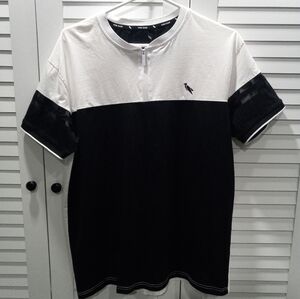 Stone Falcon Men's Zipper Detail Black & White Shirt